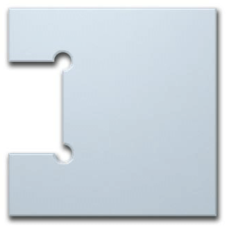 Square notch cut into the side of a piece of glass with circular cutouts at the inside corners
