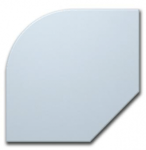 Piece of glass demonstrating a rounded radius cut and a 45 angled cut